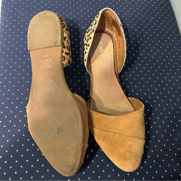 Tom’s Mixes Material Cutout Flats Suede Leopard Print Neutral Tan Size 11 - Picture 2 of 4
